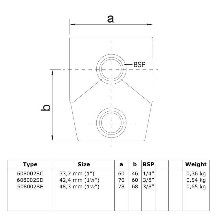 Doos Kort T-stuk - variabele hoek 0° - 11°-C / 33,7 mm (50 stuks)